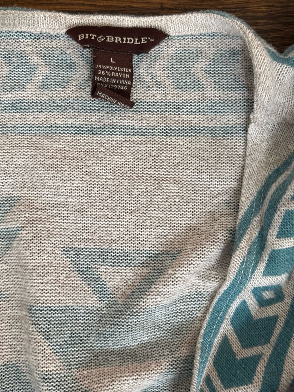 Bit & Bridle Teal Aztec Pattern Open Cardigan - Picture 2 of 5